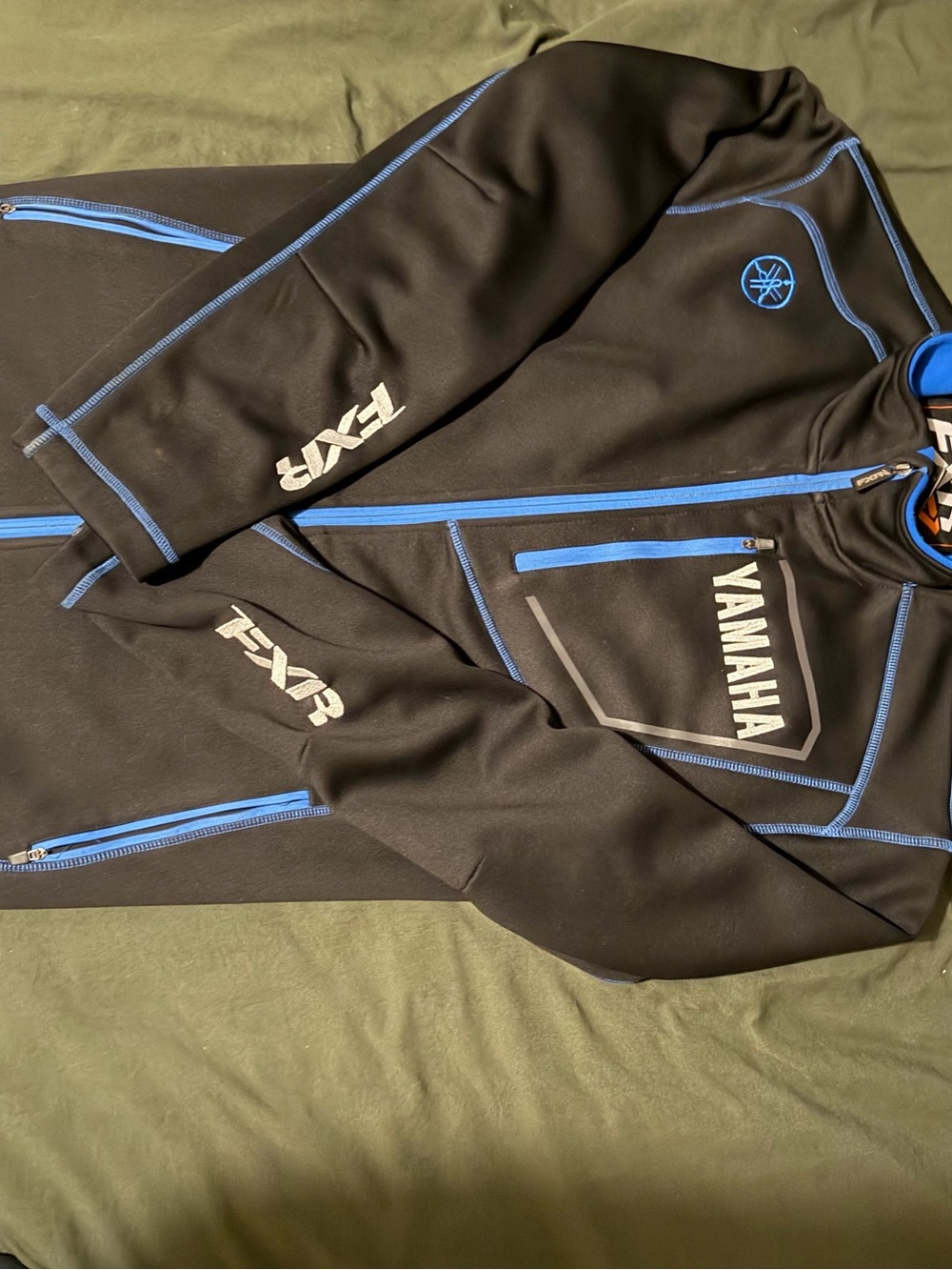 Yamaha Black Jacket with Blue Trim and Logo